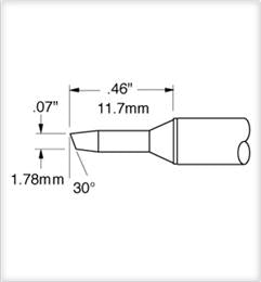 Metcal CVC-5BV3018S Soldering Cartridge, Bevel, 1.78mm (.07 in) 30°, 500 Series