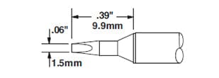 Metcal CVC-5CH0014S Soldering Cartridge, Chisel, 1.5mm x 9.9mm, Long Groove, 30°, 500 Series