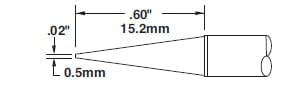 Metcal CVC-5CN0005A Soldering Cartridge, Conical, 0.5mm x 15mm Long Groove, 500 Series