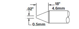 Metcal CVC-5CN0005S Soldering Cartridge, Conical, 0.5mm x 5mm Long Groove, 500 Series