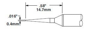 Metcal CVC-5CN1504A Soldering Cartridge, Conical, 0.4mm x 15mm Long Groove, 500 Series