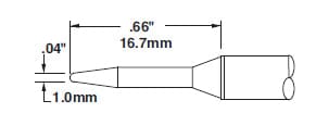 Metcal CVC-5CN1710A Soldering Cartridge, Conical, Access, 1mm x 17mm Long Groove, 500 Series