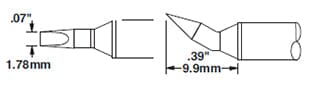 Metcal CVC-6CH0018R Soldering Cartridge, Chisel, Reach, 1.8mm x 10mm Long Groove 30°, 600 Series