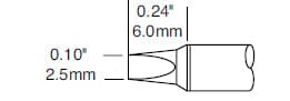 Metcal CVC-6CH0025P Soldering Cartridge, Chisel, 2.5mm x 6mm Long Groove, 30°, 600 Series