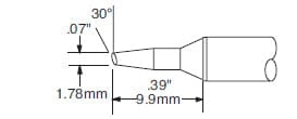 Metcal CVC-7BV6018S Soldering Cartridge, Bevel, 1.78mm 30°, 700 Series