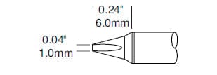 Metcal CVC-7CH0010P Soldering Cartridge, Chisel, 1mm x 6mm Long Groove, 35°, 700 Series