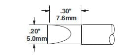 Metcal CVC-7CH0050S Soldering Cartridge, Chisel, Large 5mm x 8mm Long Groove, 30°, 700 Series