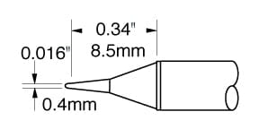 Metcal CVC-7CN0004P Soldering Cartridge, Conical, 0.4mm x 9mm Long Groove, 700 Series