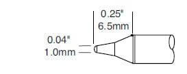 Metcal CVC-7CN0010P Soldering Cartridge, Conical, 1mm x 6.5mm Long Groove, 700 Series