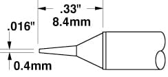 Metcal CVC-7CN1404S Soldering Cartridge, Conical, 0.4mm x 9mm Long Groove, 700 Series