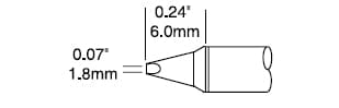 Metcal CVC-8CH0018P Soldering Cartridge, Chisel, 1.8mm x 6mm Long Groove, 35°, 800 Series