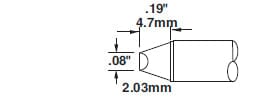 Metcal CVC-8CH0020S Soldering Cartridge, Chisel, 2mm, 45°, 800 Series