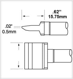 Metcal SMC-5BL0016S Soldering Cartridge, Blade, 15.75mm, 500 Series