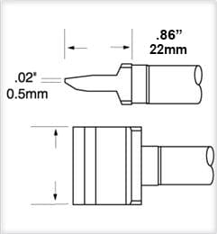 Metcal SMC-5BL0022S Soldering Cartridge, Blade, 22mm, 500 Series