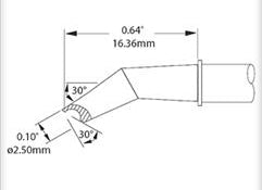 Metcal SMC-5HF3025S Soldering Cartridge, Hoof, Concave, 2.5mm, Bent 30°, 500 Series