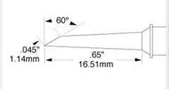 Metcal SMC-6HF6011S Soldering Cartridge, Hoof, Long, 1.1mm, 60°, 600 Series