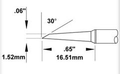 Metcal SMC-6HF6015S Soldering Cartridge, Hoof, 1.5mm x 16.5mm Long Groove, 60°, 600 Series