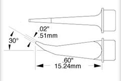 Metcal SMC-8HK0005S Soldering Cartridge, Hook, Long, 0.5mm, 800 Series