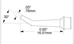 Metcal SMC-8HK0008S Soldering Cartridge, Conical, Bent, 0.76mm, 800 Series