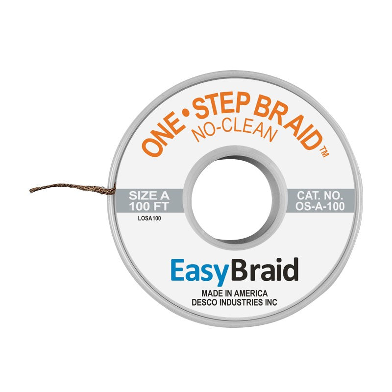 One-Step Desoldering Braid, 0.025 wide x 100'