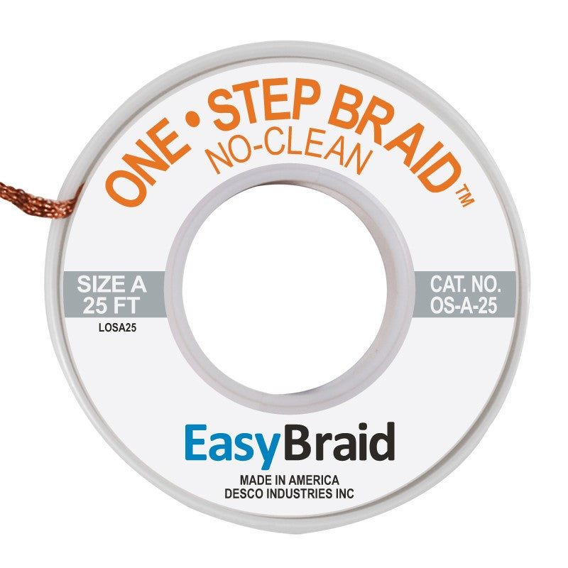 One-Step Desoldering Braid, 0.025 wide x 25'