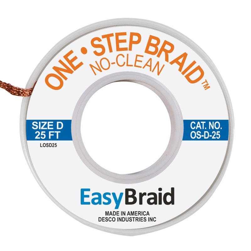 One-Step Desoldering Braid, 0.1 wide x 25'