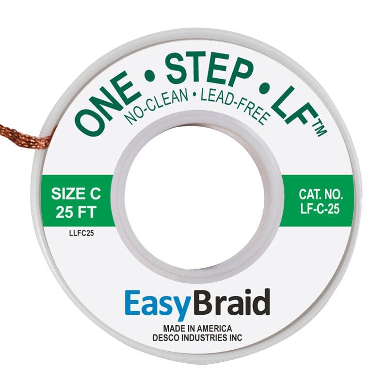 One-Step Lead Free Desoldering Braid, 0.075 wide x 25'