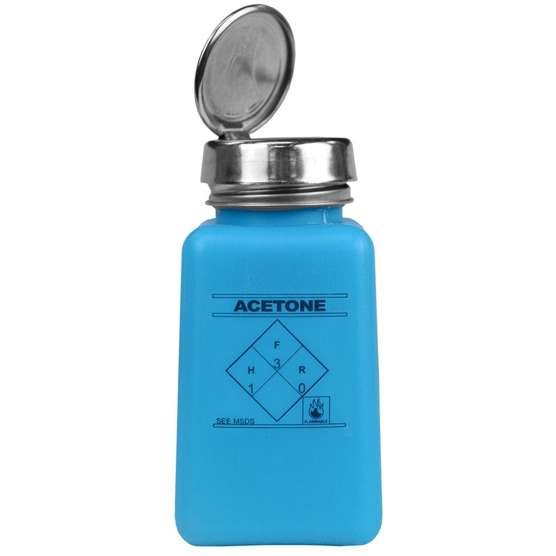 One-Touch, Durastatic HDPE Bottle, Blue, Printed "Acetone", 6 oz