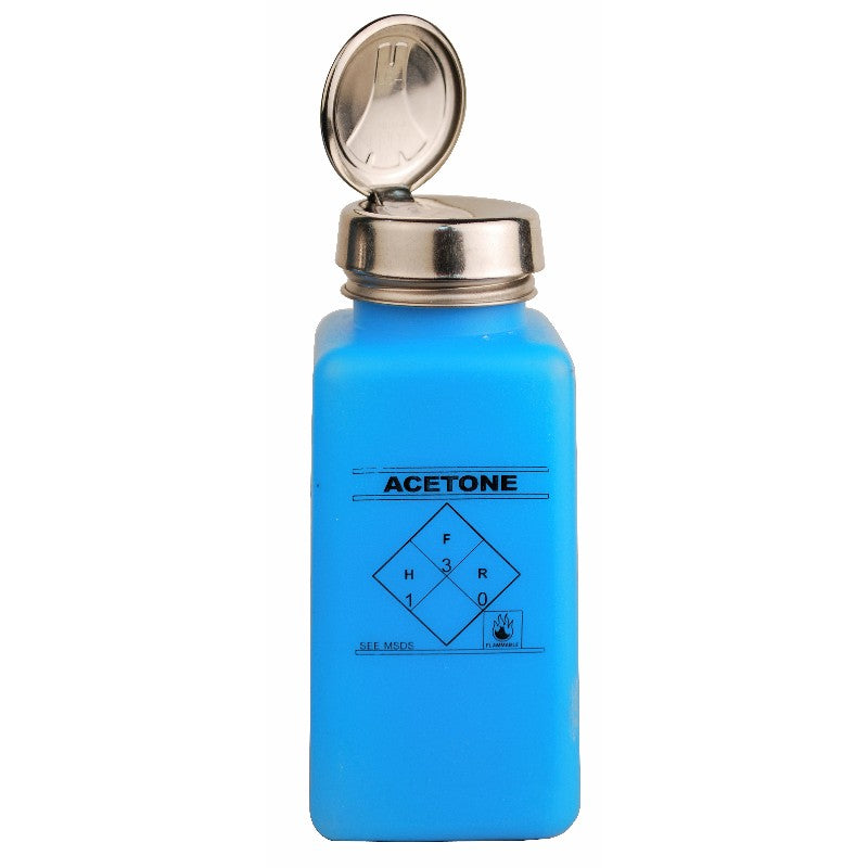 One-Touch, Durastatic HDPE Bottle, Blue, Printed "Acetone", 8 oz