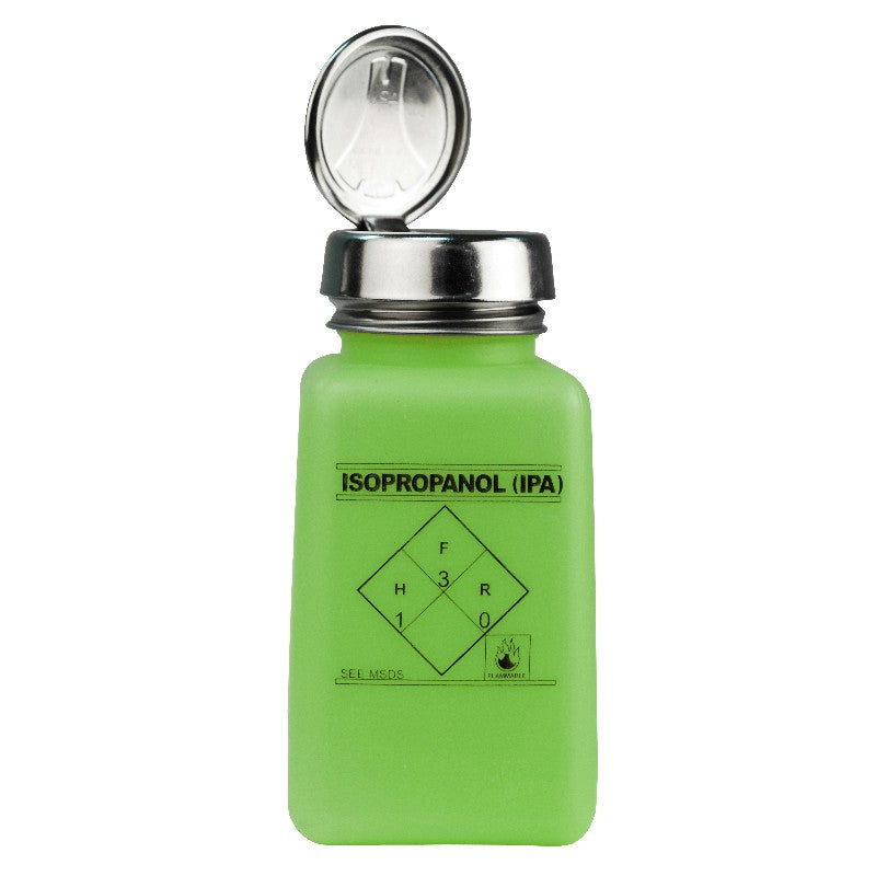 One-Touch, Durastatic HDPE Bottle, Green, Printed "Isopropanol", 6 oz