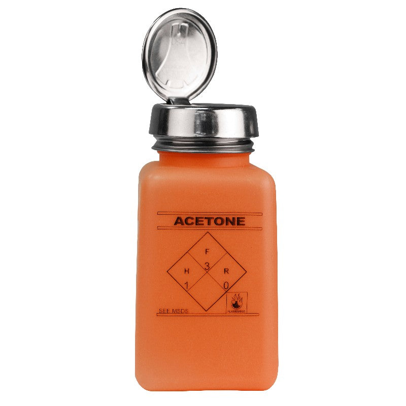 One-Touch, Durastatic HDPE Bottle, Orange, Printed "Acetone", 6 oz