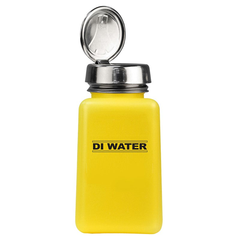 One-Touch, Durastatic HDPE Bottle, Yellow, Printed "DI Water", 6 oz