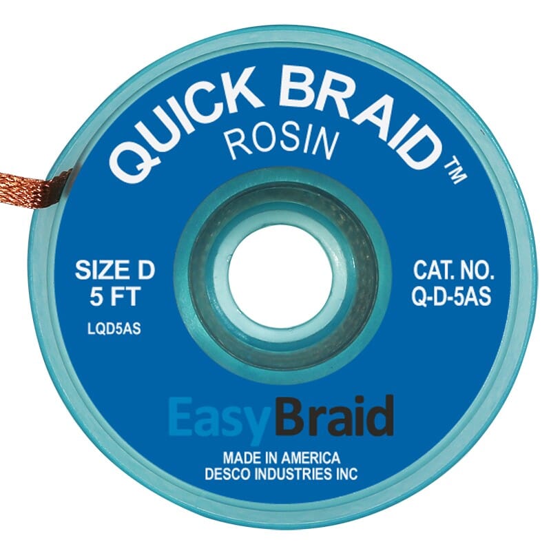 Quick Braid Desoldering Braid, 0.1 wide x 5', Anti-Static