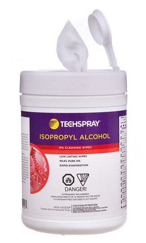 Techspray Isopropyl Alcohol 99.8% (IPA) Wipes, Pop-Up Tub 100 Ct.