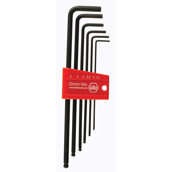 Wiha 6-Piece Ball End Long Arm Hex L-Key Set - Metric